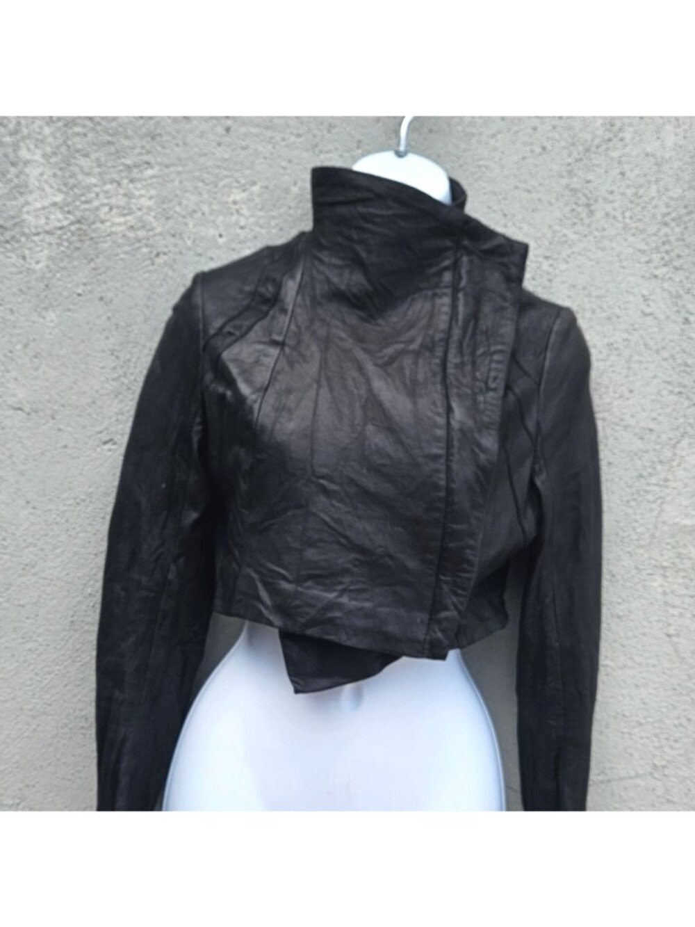 Vintage Pegah Anvarian Black Lambskin Leather Cropped Bolero Moto Jacket XS Rare - Picture 2 of 16